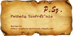 Pethely Szofrónia névjegykártya